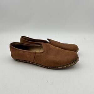 Sabah Brown Leather Slip On Loafers 39 US Men's 7.5-8 Minimalist Quiet Luxury